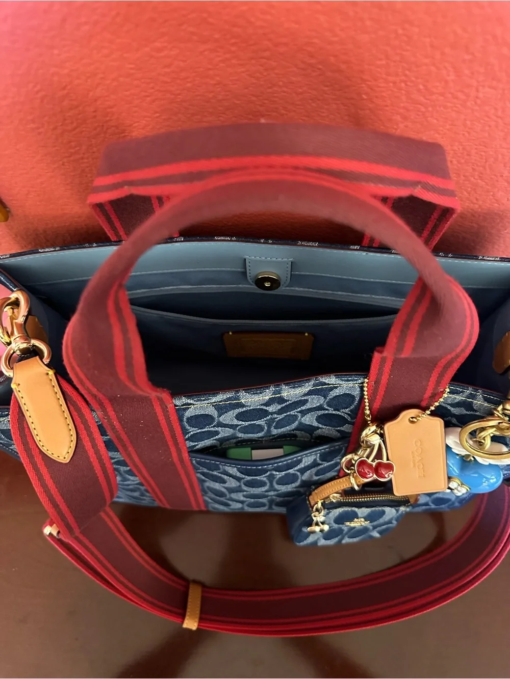 Coach blue signature denim Smith tote bag